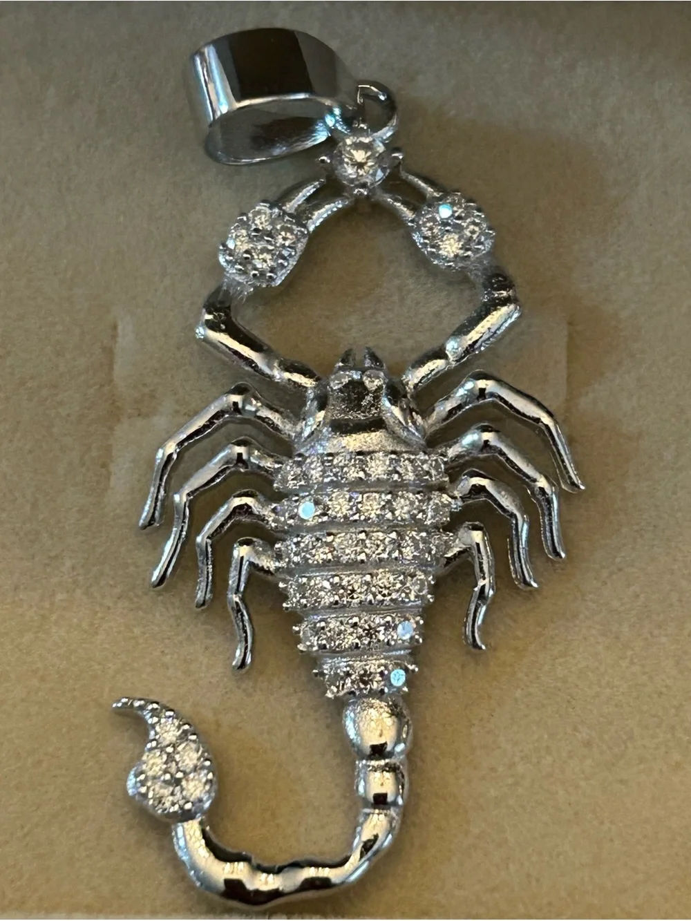 1.00CTW Pave’ Moissanite 925 Sterling Silver Scorpion 🦂 Pendant Men’s Necklace
